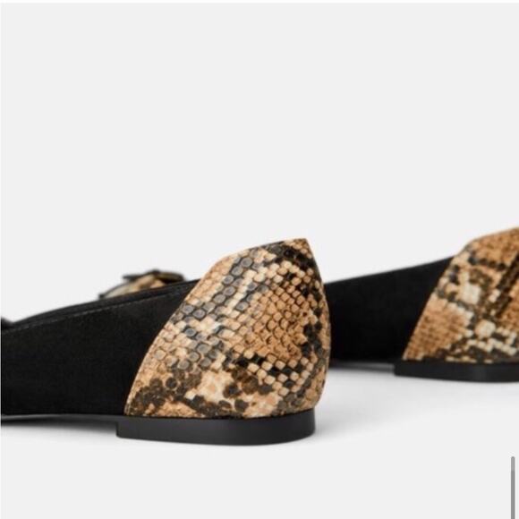 Zara Animal Print Ballet Flats with Bow Size 6.5 US - Picture 3 of 11